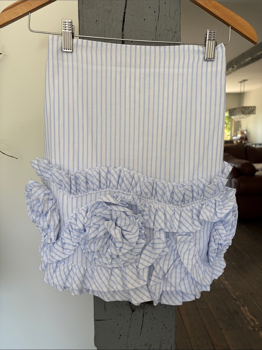 Striped Blue Ruffle Mini Skirt BY TWINSET ACTITUDE